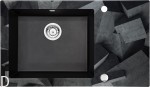 ZLEWOZMYWAK SZKLANO GRANITOWY 1 KOMOROWY Z OCIEKACZEM KRAWĘDŹ ZERO,SZKŁO Z GRAFIKĄ BETONOWYCH BLOKÓW I KOMORĄ GRANITOWĄ W KOLORZE GRAFITOWY METALIK ZC20
