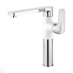 BATERIA ZLEWOZMYWAKOWA STOJĄCA BIAŁY CHROM Z PROSTOKĄTNĄ WYLEWKĄ GARDENIA BEGW630