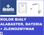 KOMPLET , KOMORA PODBLATOWA DEANTE CORDA ALABASTER BIAŁY ZQAA10B + BATERIA DEANTE ASTER Z WYCIĄGANĄ WYLEWKĄ  W KOLORZE BIAŁY CHROM BCAW730