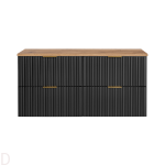 Szafka łązienkowa wisząca 120 cm czarna z blatem w kolorze Oak