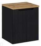Szafka łazienkowa wisząca z blatem łazienkowym 50 cm czarna ,drzwi, pochwyt Nova black