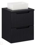 Szafka łazienkowa czarna wisząca z blatem łazienkowym 50 cm i umywalką Nova black