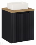 Szafka łazienkowa czarna wisząca z blatem łazienkowym 50 cm i umywalką Nova black