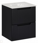 Szafka łazienkowa czarna wisząca z umywalką 50 cm, szuflady,wygodny pochwyt Nova black