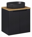 Szafka łazienkowa wisząca z blatem łazienkowym 60 cm czarna z umywalką Nova black