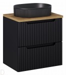 Szafka łazienkowa wisząca z blatem łazienkowym 60 cm czarna z umywalką Nova black