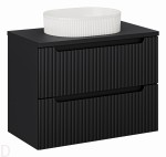 Szafka łazienkowa wisząca z blatem łazienkowym 80 cm czarna z umywalką Nova black