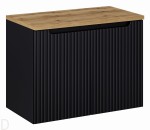 Szafka łazienkowa wisząca z blatem łazienkowym 80 cm czarna ,drzwi, pochwyt Nova black