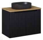 Szafka łazienkowa wisząca z blatem łazienkowym 80 cm czarna z umywalką Nova black