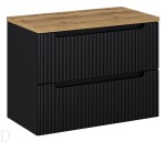 Szafka łazienkowa wisząca z blatem łazienkowym 80 cm czarna ,szuflady Nova black
