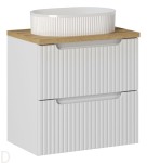 Szafka łazienkowa wisząca z blatem łazienkowym 60 cm i umywalką biała, nova white
