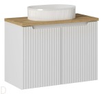 Szafka łazienkowa wisząca z blatem łazienkowym 80 cm i umywalką biała, nova white