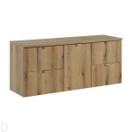 Szafka łazienkowa wisząca z koszem na pranie i blatem oak 140 cm Nova oak
