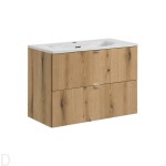 Szafka łazienkowa wisząca oak 80 cm z umywalką ceramiczną Nova oak
