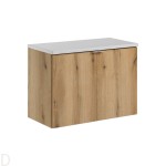 Szafka łazienkowa wisząca oak z blatem łazienkowym białym 80 cm Nova oak