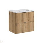 Szafka łazienkowa wisząca oak z umywalką ceramiczną 60 cm Nova oak