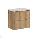 Szafka łazienkowa wisząca oak z blatem łazienkowym białym 60 cm Nova oak