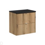 Szafka łazienkowa wisząca oak z blatem łazienkowym czarnym 60 cm Nova oak