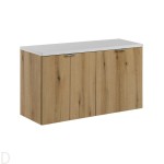 Szafka łazienkowa wisząca oak z blatem łazienkowym białym 100 cm ,drzwi Nova oak