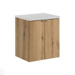 Szafka łazienkowa wisząca oak z blatem łazienkowym białym 50 cm ,drzwi Nova oak