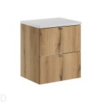 Szafka łazienkowa wisząca dąb z blatem łazienkowym białym 50 cm ,szuflady Nova oak