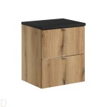 Szafka łazienkowa wisząca dąb z blatem łazienkowym czarnym 50 cm ,szuflady Nova oak