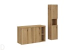 Szafka łazienkowa wisząca oak z blatem łazienkowym oak 100 cm i słupkiem)