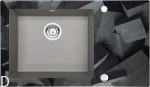 ZLEWOZMYWAK SZKLANO GRANITOWY 1 KOMOROWY Z OCIEKACZEM KRAWĘDŹ ZERO,SZKŁO Z GRAFIKĄ BETONOWYCH BLOKÓW I KOMORĄ GRANITOWĄ W KOLORZE SZARY METALIK ZC21