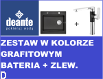 ZESTAW,ZLEWOZMYWAK GRANITOWY 1 KOMOROWY BEZ OCIEKACZA MODERN ZQM G103 GRAFIT+BATERIA ZLEWOZMYWAKOWA STOJĄCA CZARNY CHROM Z PROSTOKĄTNĄ WYLEWKĄ GARDENIA BEGB630