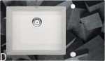 ZLEWOZMYWAK SZKLANO GRANITOWY 1 KOMOROWY Z OCIEKACZEM KRAWĘDŹ DIAMENT,SZKŁO Z GRAFIKĄ BETONOWYCH BLOKÓW I KOMORĄ GRANITOWĄ W KOLORZE ALABASTROWYM  ZC01