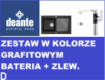 ZESTAW,ZLEWOZMYWAK 1 KOMOROWY Z OCIEKACZEM DEANTE MODERN GRANIT ZQMG113 KOLOR GRAFIT+BATERIA ZLEWOZMYWAKOWA STOJĄCA CZARNY CHROM Z PROSTOKĄTNĄ WYLEWKĄ GARDENIA BEGB630