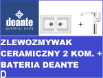 ZESTAW,ZLEW. LUSITANO CERAMICZNY BIAŁY 2K B/O 860x500x220, 3,5" + OSP+BATERIA ZLEWOZMYWAKOWA STOJĄCA BIAŁY CHROM Z PROSTOKĄTNĄ WYLEWKĄ GARDENIA BEGW630