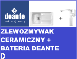 ZESTAW,ZLEW. LUSITANO CERAMICZNY BIAŁY 1K Z/O 860x500x215, 3,5" + OSP+BATERIA ZLEWOZMYWAKOWA STOJĄCA BIAŁY CHROM Z PROSTOKĄTNĄ WYLEWKĄ GARDENIA BEGW630