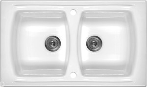 ZLEW. LUSITANO CERAMICZNY BIAŁY 2K B/O 860x500x220, 3,5" + OSP