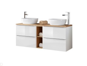 SZAFKA Z UMYWALKĄ I BLATEM 140 CM CAPRI BIAŁY