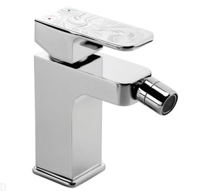 BATERIA BIDETOWA , 2 UCHWYTY W KOMPLECIE , CHROM I Z MOTYWEM KWIATOWYM BA04