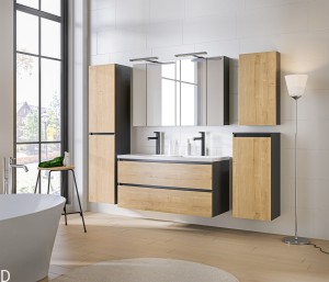 ZESTAW MEBLI ŁAZIENKOWYCH MONAKO GREY OAK 120 CM