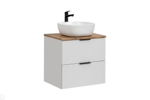 Szafka łazienkowa wisząca 60 cm Adel White z blatem i umywalką