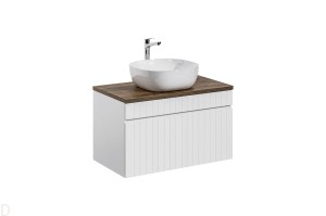 SZAFKA ŁAZIENKOWA Z BLATEM 80 CM ICONIC BIAŁA I UMYWALKĄ