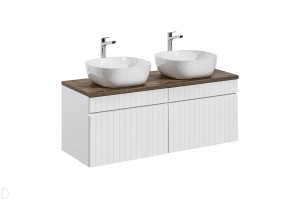 SZAFKA ŁAZIENKOWA Z BLATEM 120 CM ICONIC BIAŁA Z UMYWALKAMI