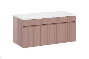 Szafka łazienkowa wisząca 100 cm kolor różowy  z blatem 