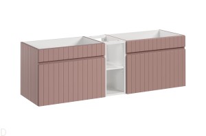 Szafka łazienkowa wisząca 140 cm kolor różowy  z półką  