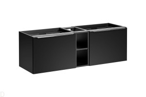 Szafka łazienkowa wisząca 140cm pod umywalkę czarna uchw. chrom cichy domyk