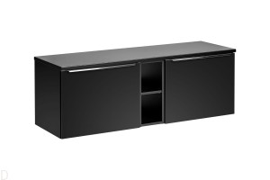 Szafka łazienkowa wisząca z blatem 140cm pod umywalkę czarna cichy domyk