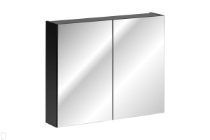 Szafka łazienkowa wisząca 80 cm z lustrem czarna cichy domyk