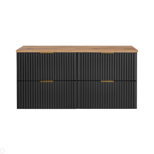 Szafka łązienkowa wisząca 120 cm czarna z blatem w kolorze Oak