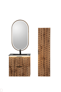 ZESTAW MEBLI ŁAZIENKOWYCH 60 CM DĄB WOTAN Z LUSTREM DIAMOND