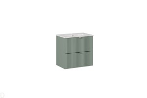 Szafka łazienkowa wisząca z umywalką 60 cm zielona , szuflady Line Green