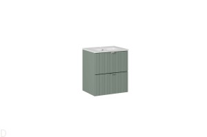 Szafka łazienkowa wisząca z umywalką 50 cm zielona , szuflady Line Green