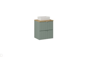 Szafka łazienkowa wisząca z blatem łazienkowym 50 cm zielona z umywalką Line Green